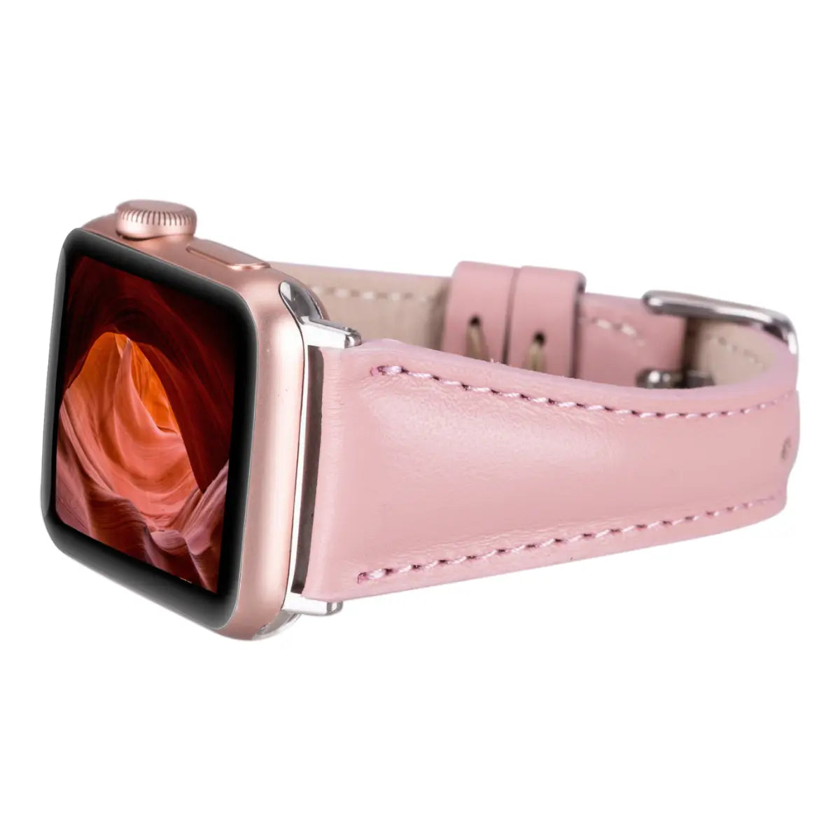 Pink Leather Slim Apple Watch Band