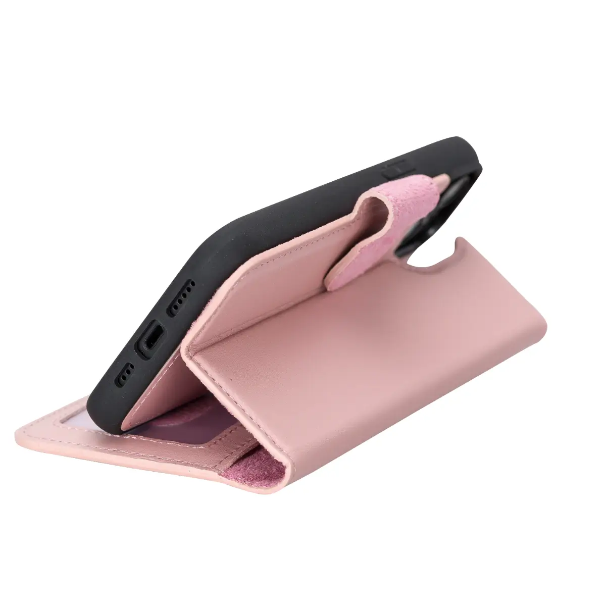 Pink Leather Wallet Case for iPhone 14