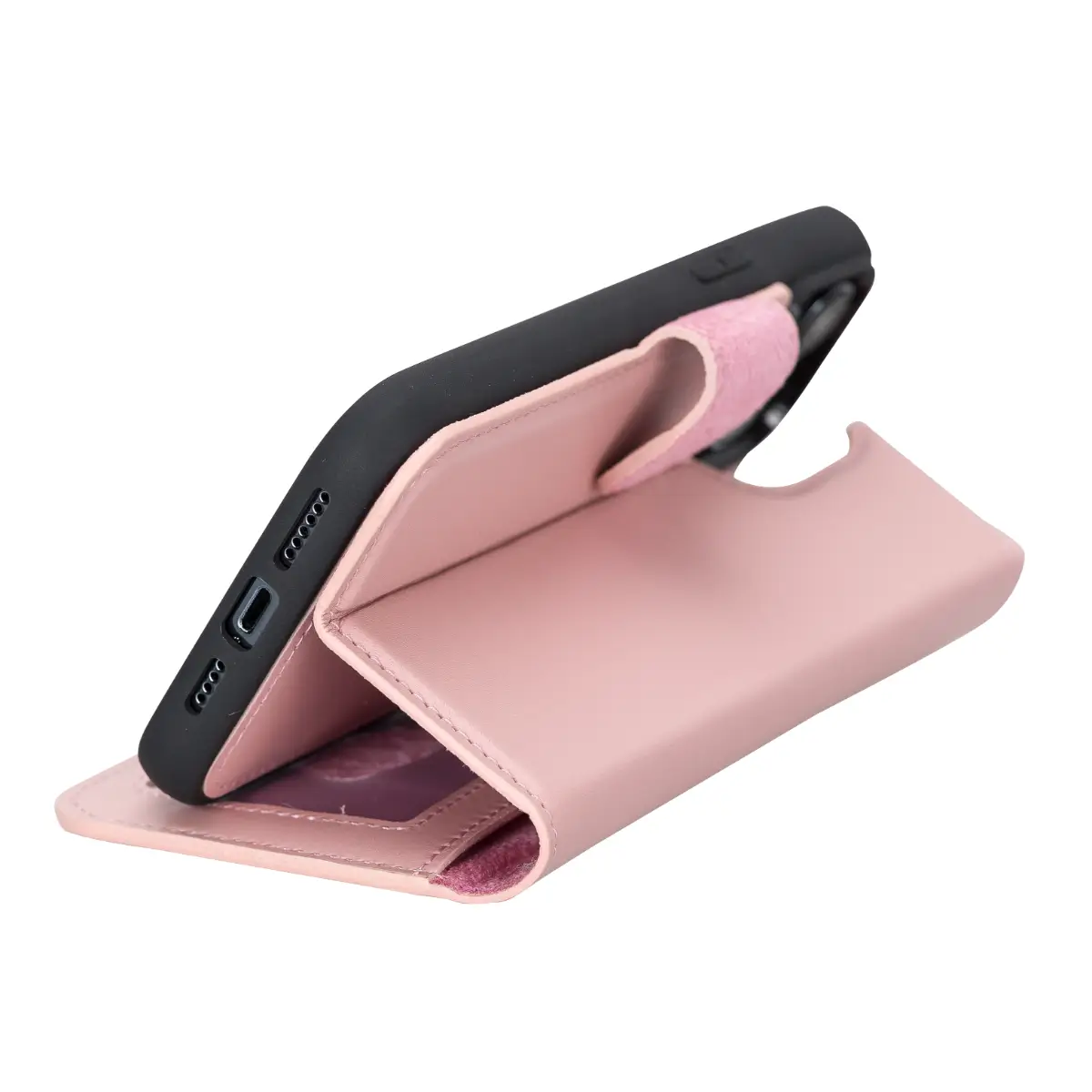Pink Leather Wallet Case for iPhone 14 Pro Max