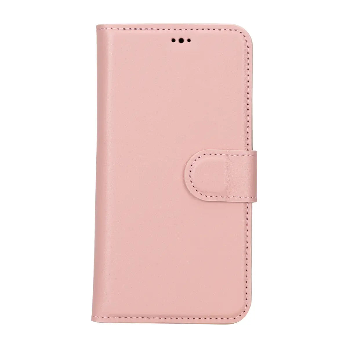 Pink Leather Wallet Case for iPhone 15
