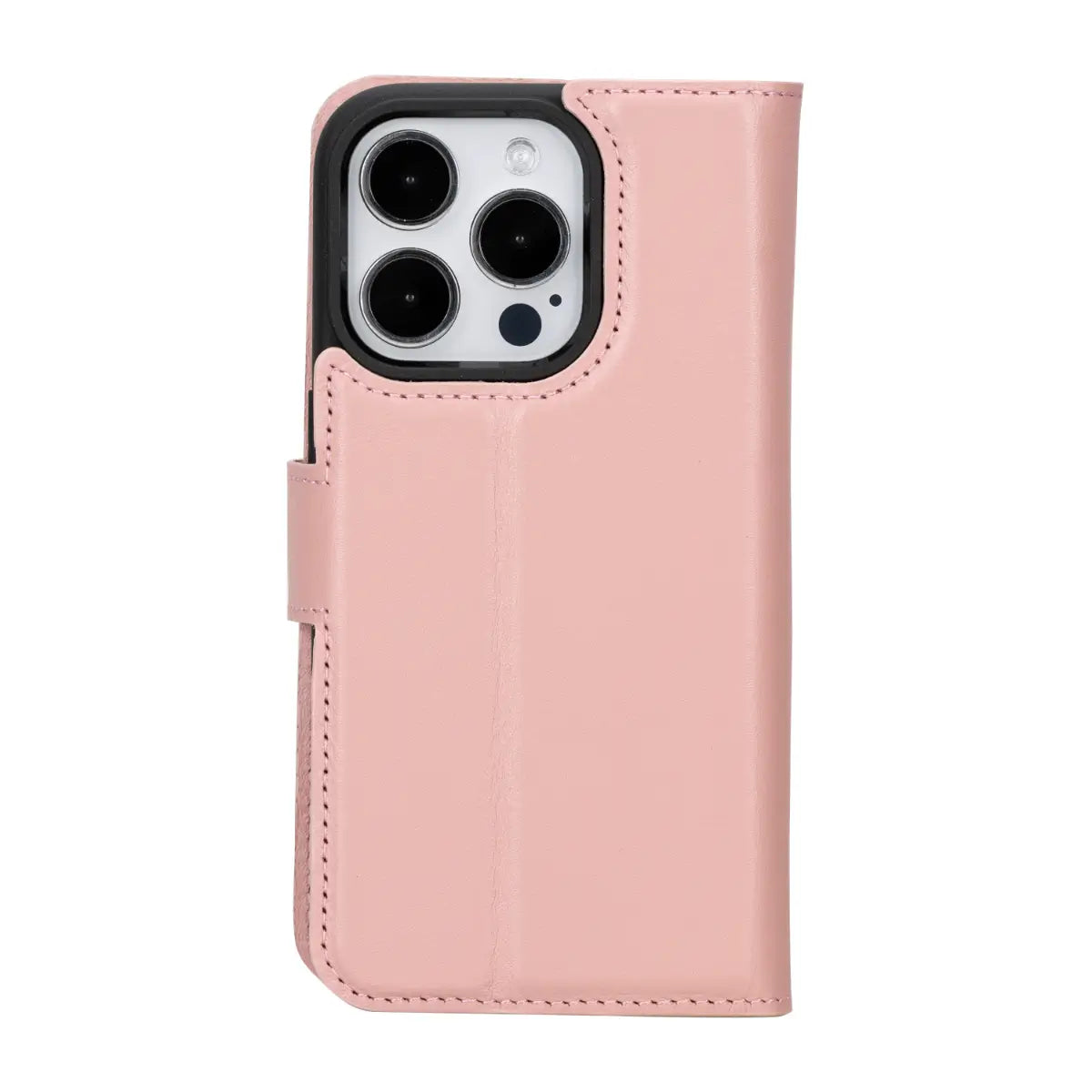 Pink Leather Wallet Case for iPhone 15 Pro