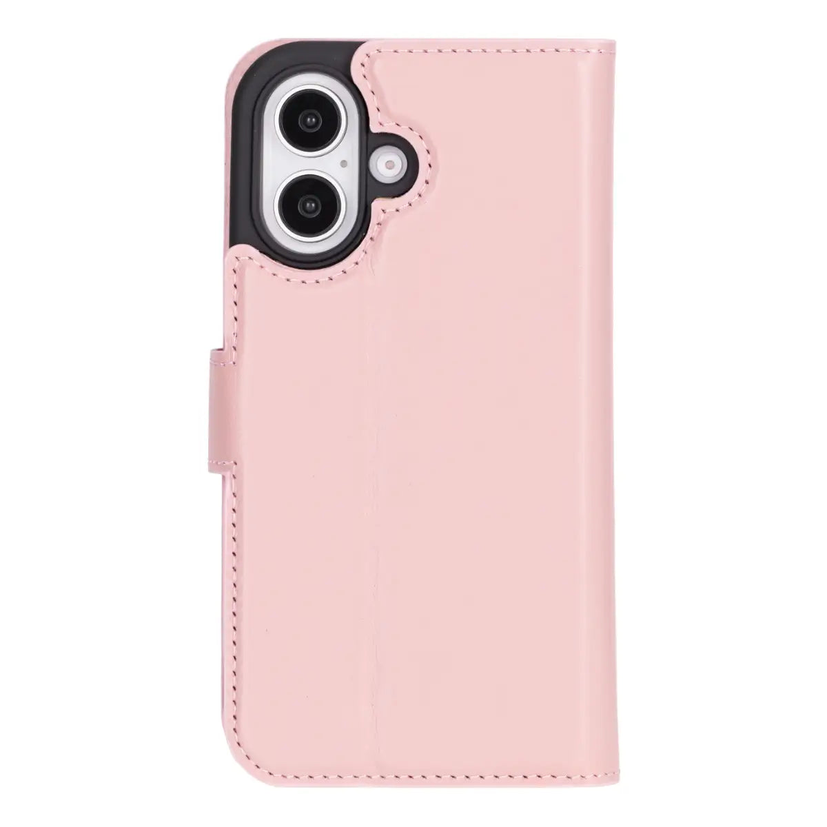 Pink Leather Wallet Case for iPhone 16