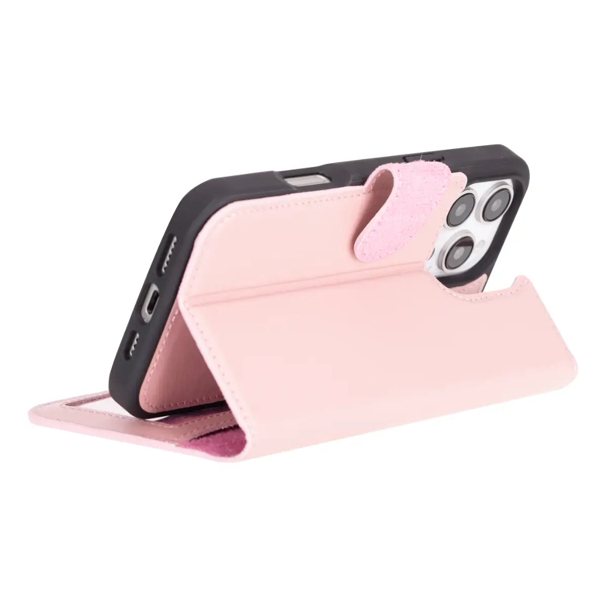 Pink Leather Wallet Case for iPhone 16 Pro