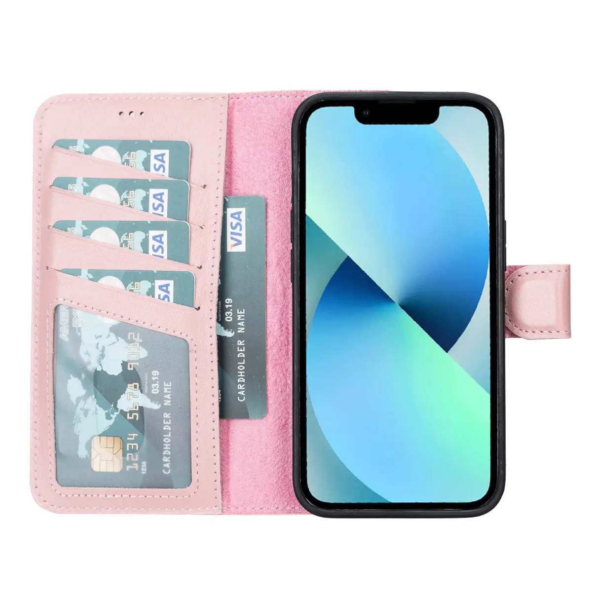 Pink iPhone 13 Leather Case-O2 Leather