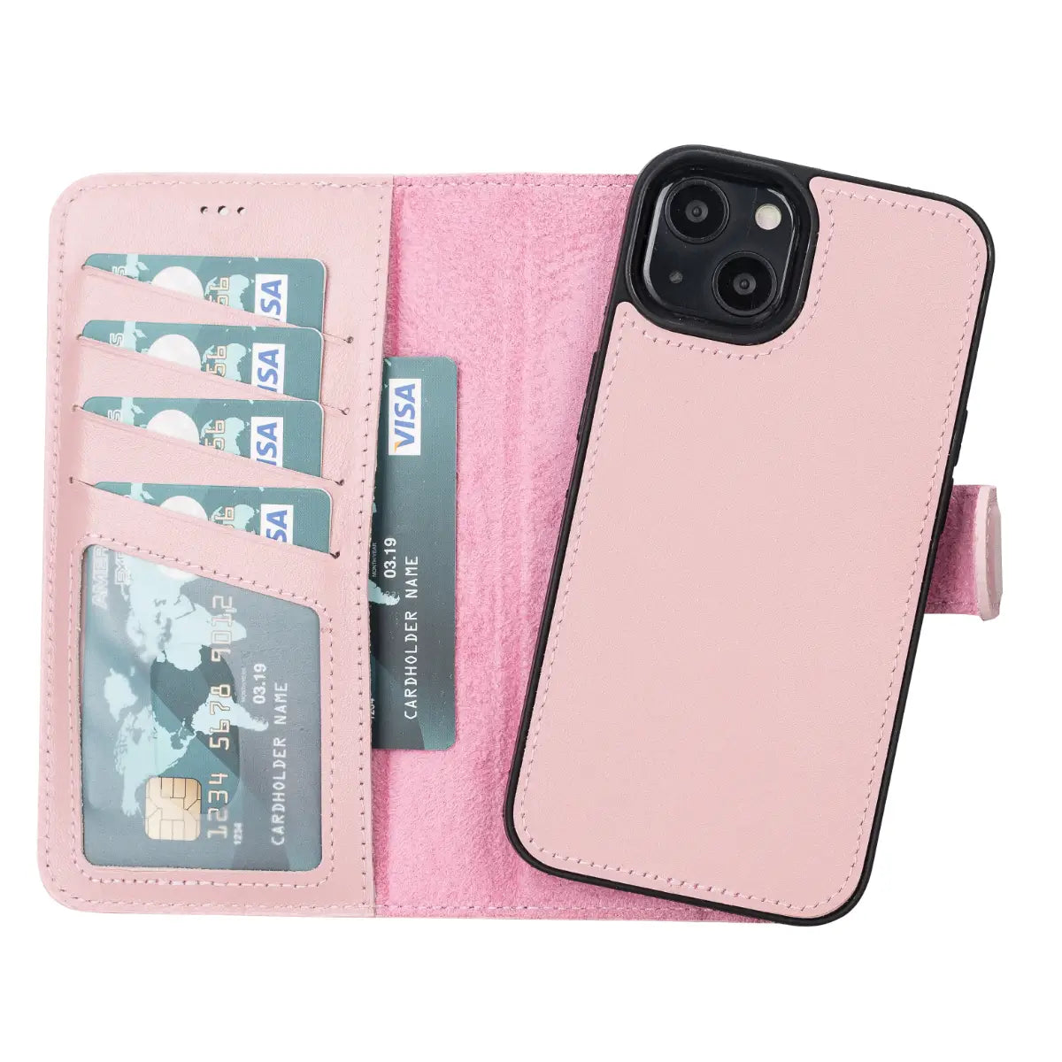 Pink iPhone 13 Leather Case-O2 Leather