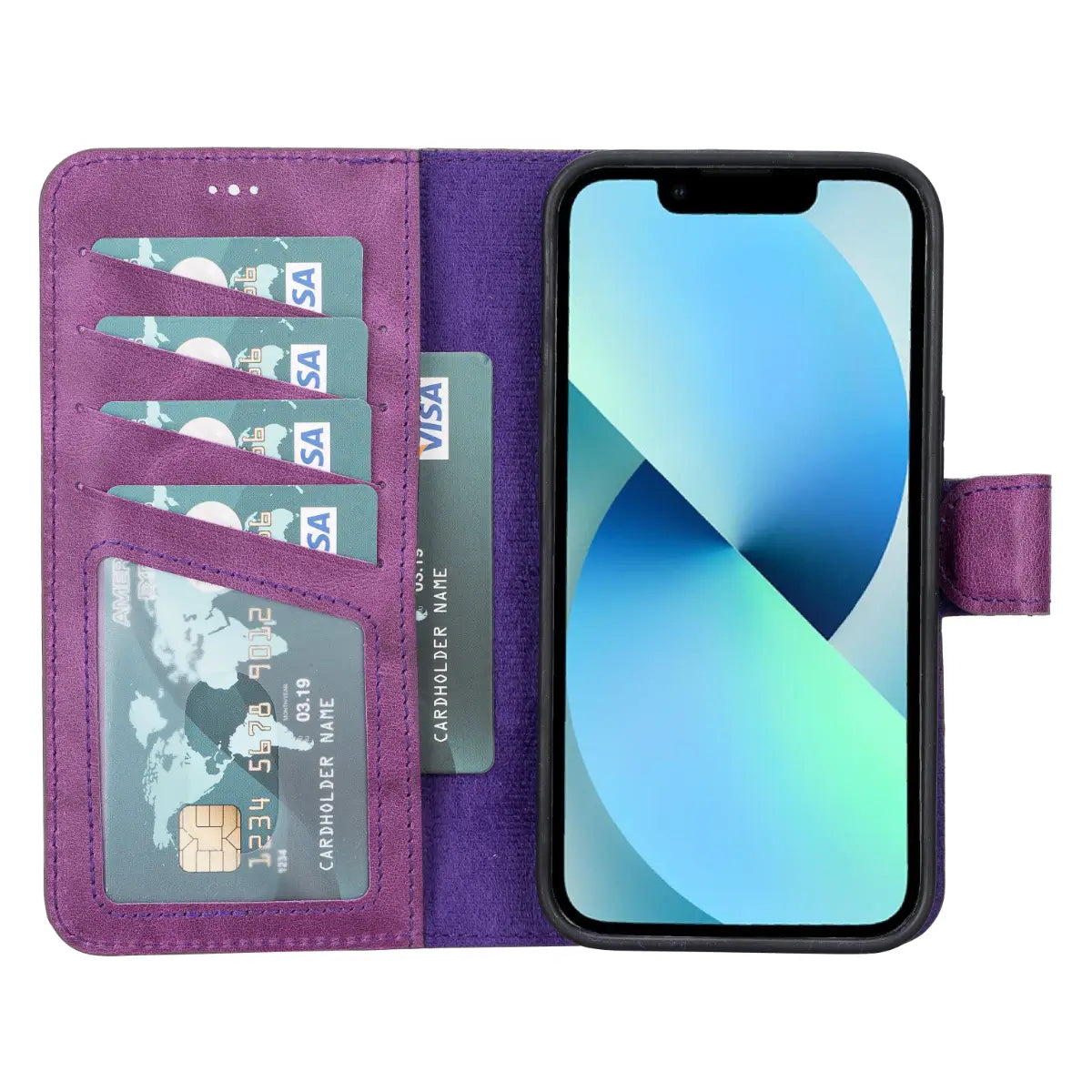 Purple iPhone 13 Leather Case-O2 Leather