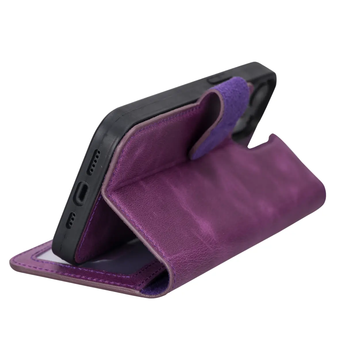 Purple iPhone 13 Leather Case-O2 Leather