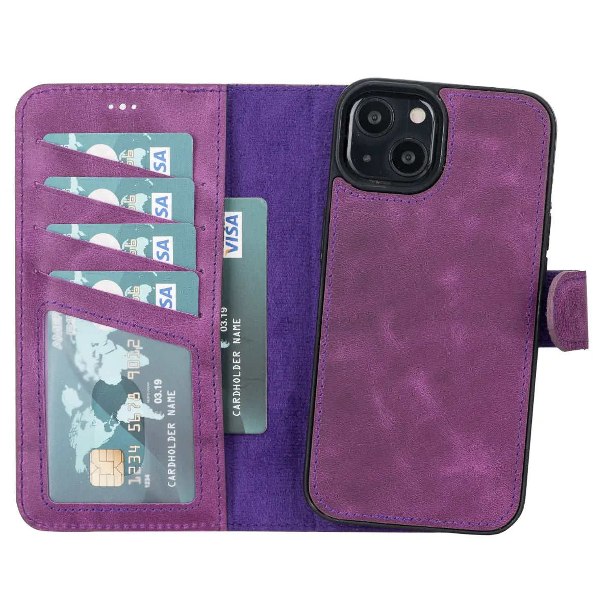 Purple iPhone 13 Leather Case-O2 Leather
