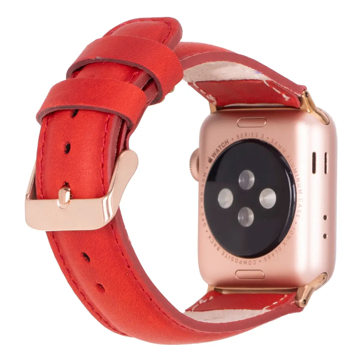 Red Leather Classic Apple Watch Band
