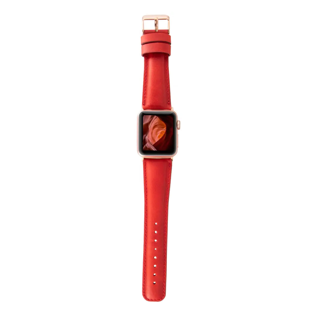 Red Leather Classic Apple Watch Band