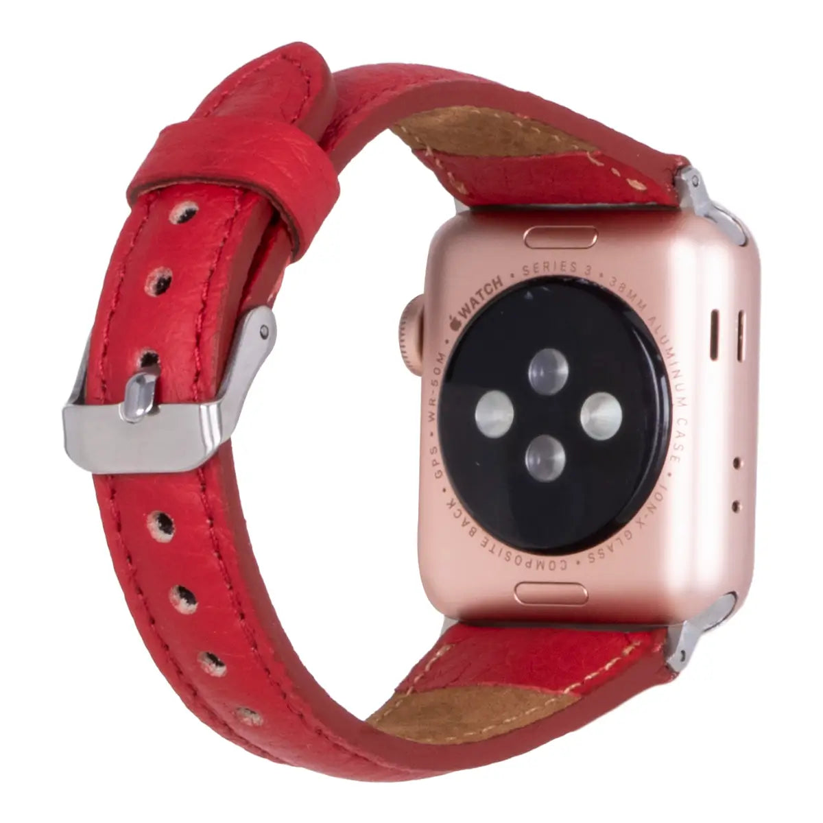 Red Leather Slim Apple Watch Band