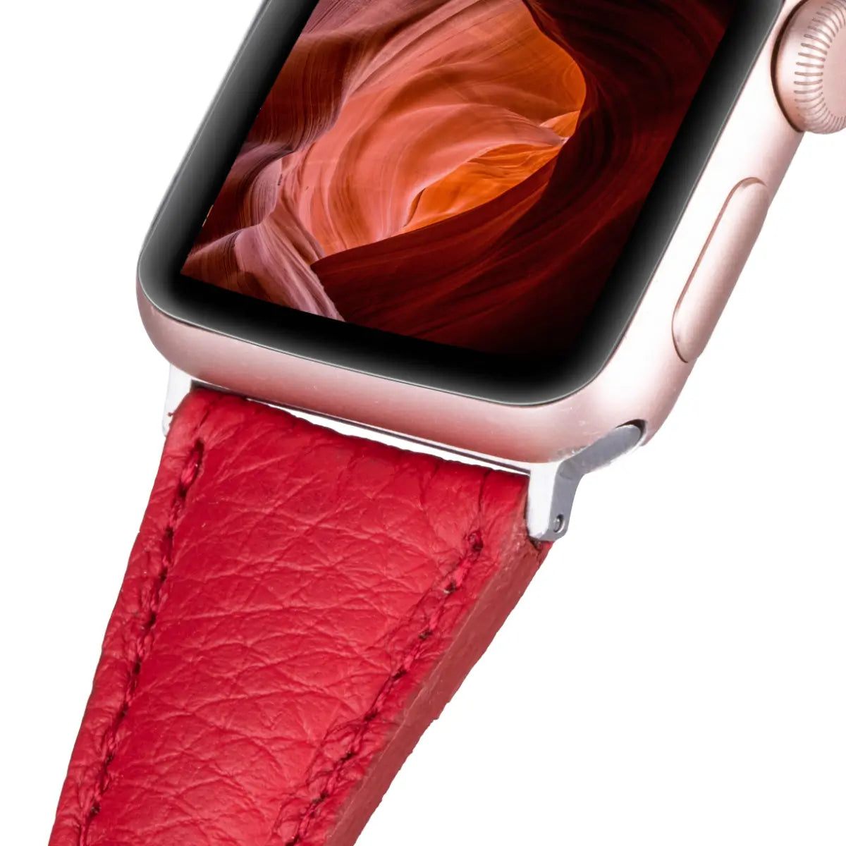Red Leather Slim Apple Watch Band