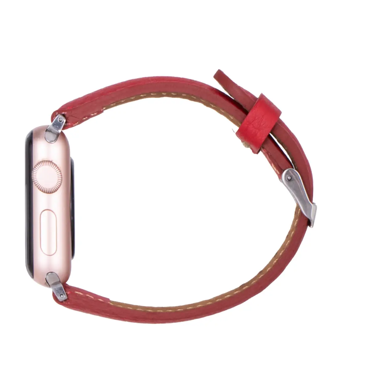 Red Leather Slim Apple Watch Band