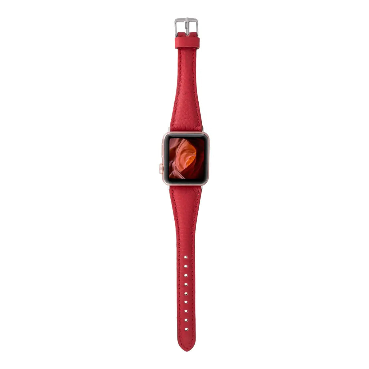 Red Leather Slim Apple Watch Band