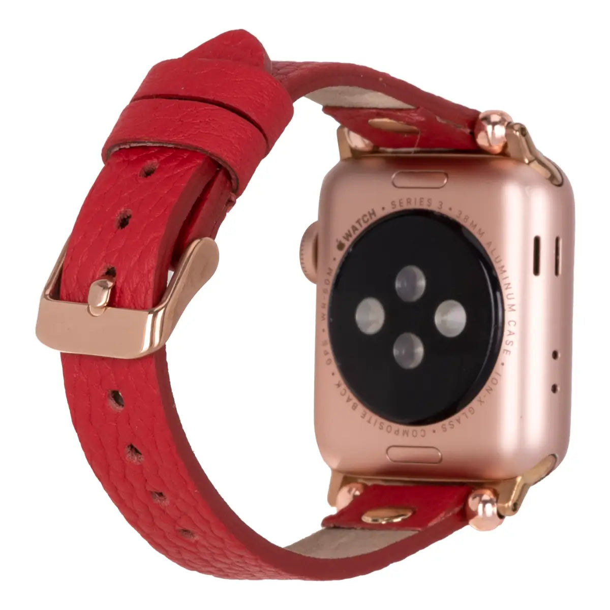 Red Leather Ultra Slim Apple Watch Band