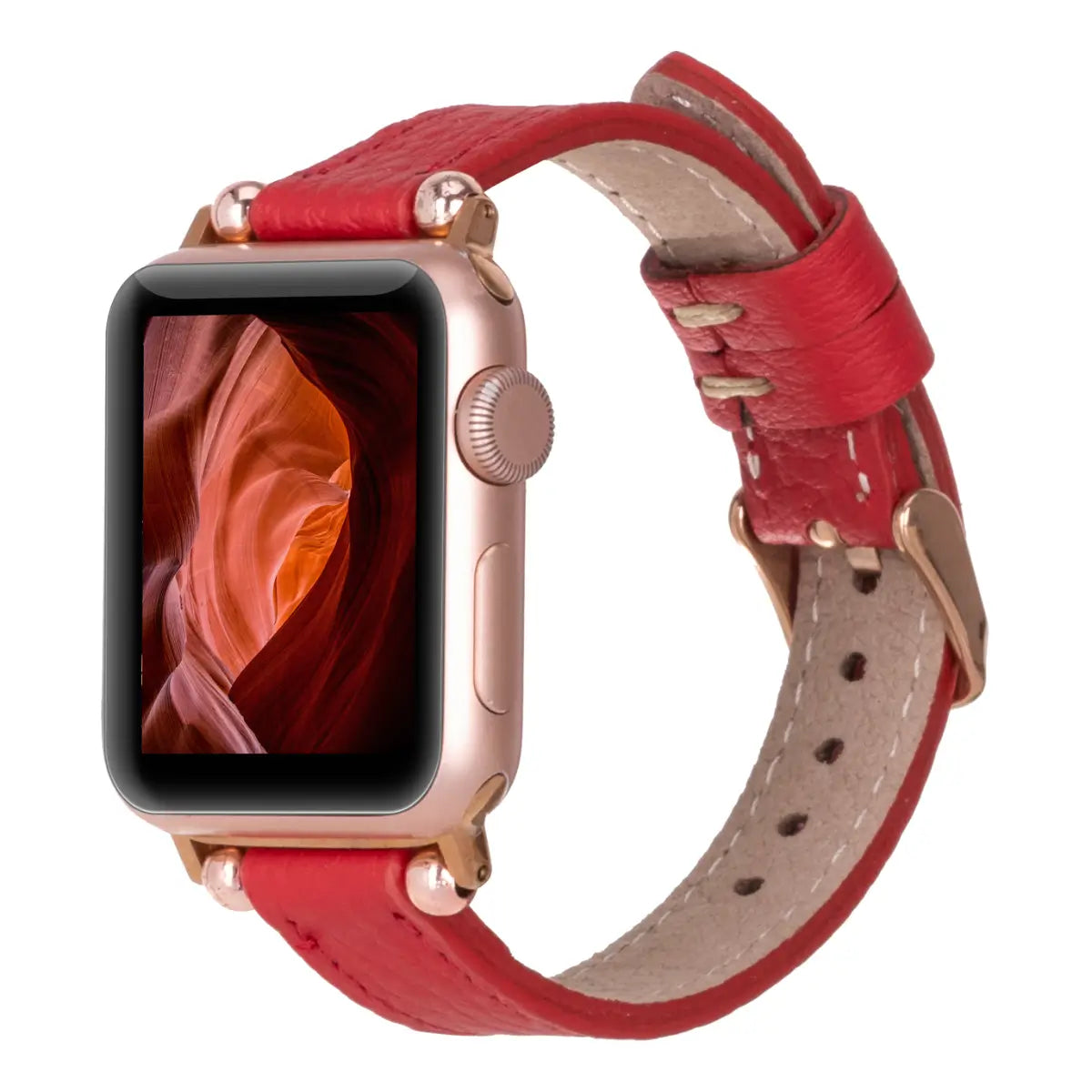 Red Leather Ultra Slim Apple Watch Band