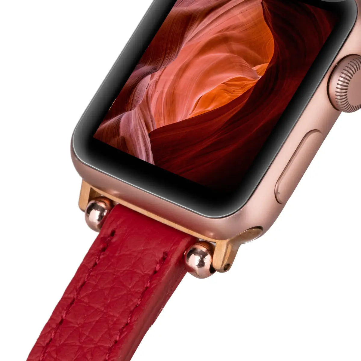 Red Leather Ultra Slim Apple Watch Band