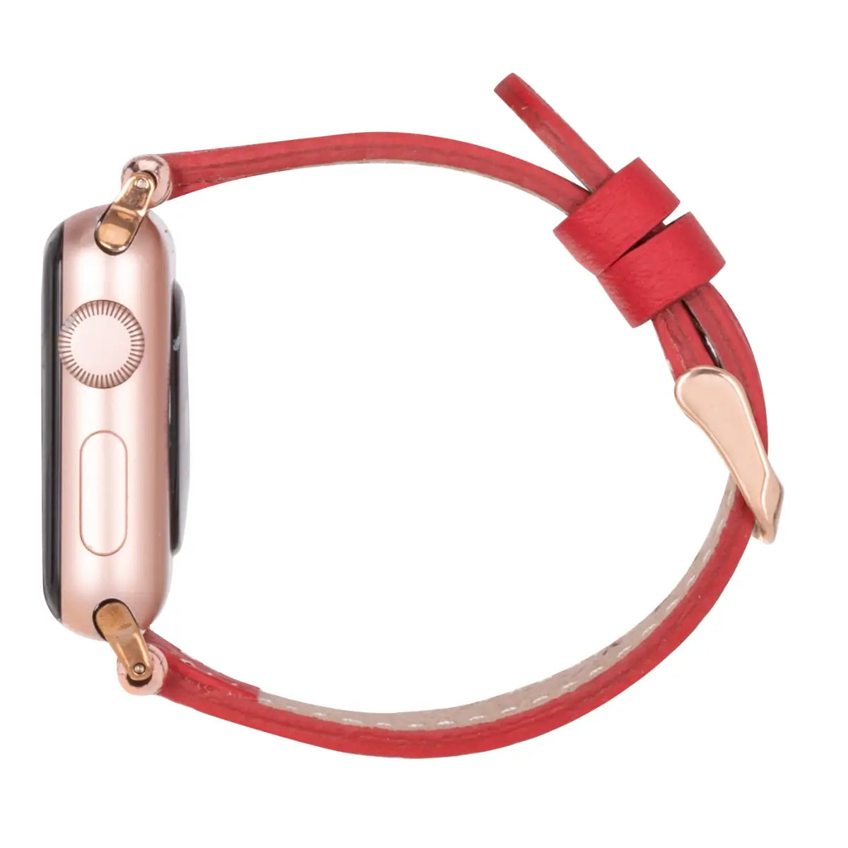 Red Leather Ultra Slim Apple Watch Band
