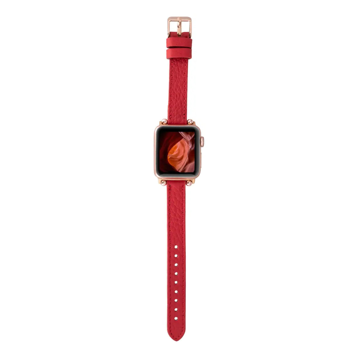 Red Leather Ultra Slim Apple Watch Band