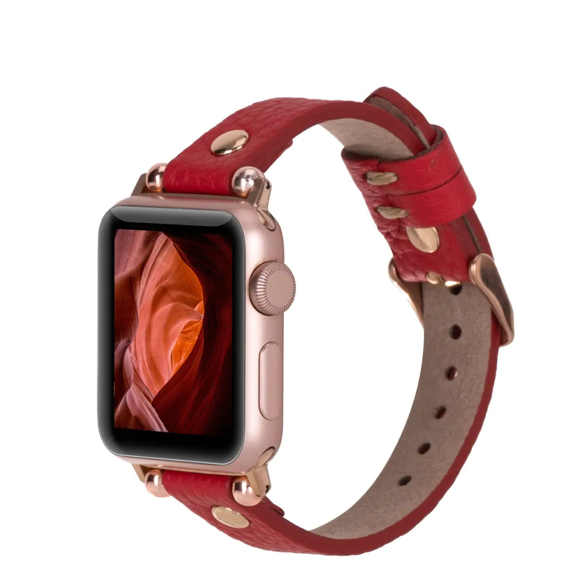 Red Leather Ultra Slim Apple Watch Band