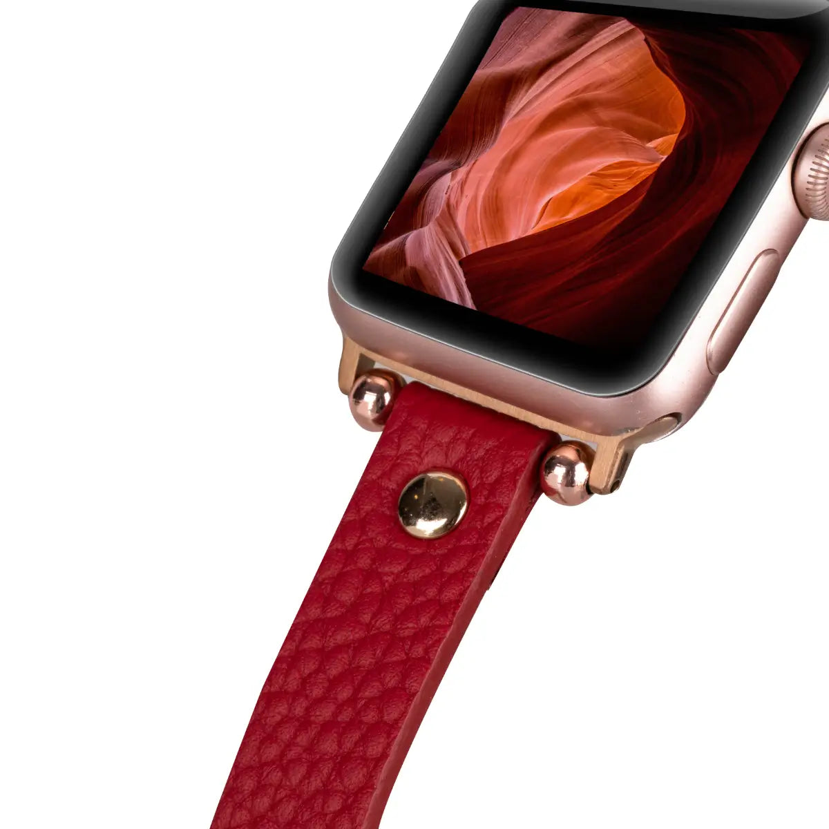 Red Leather Ultra Slim Apple Watch Band