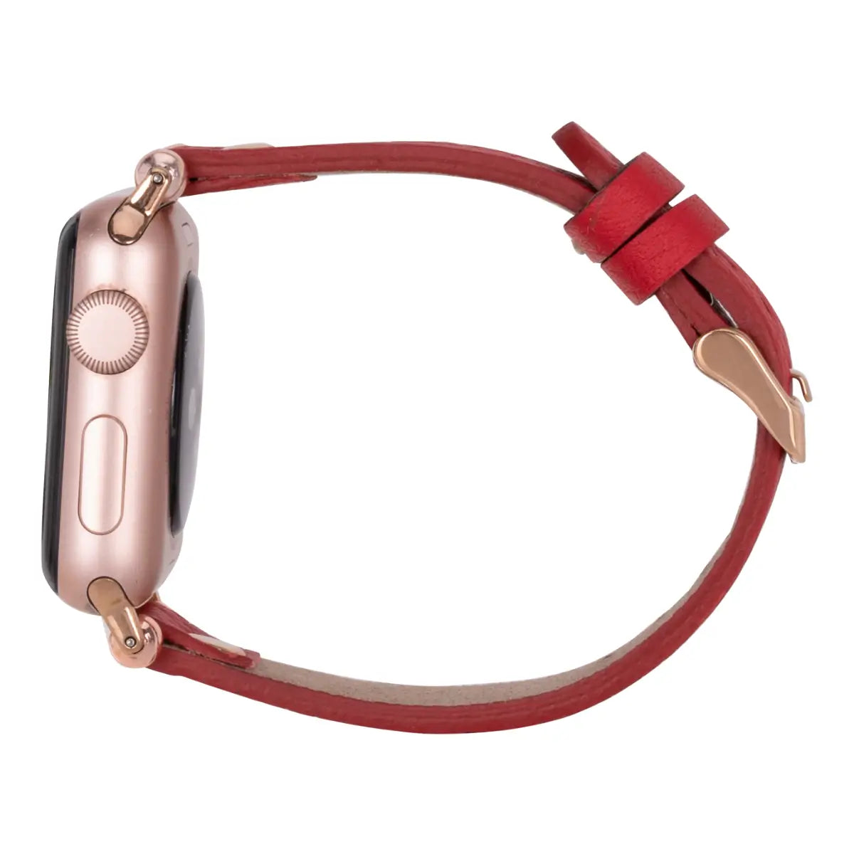 Red Leather Ultra Slim Apple Watch Band