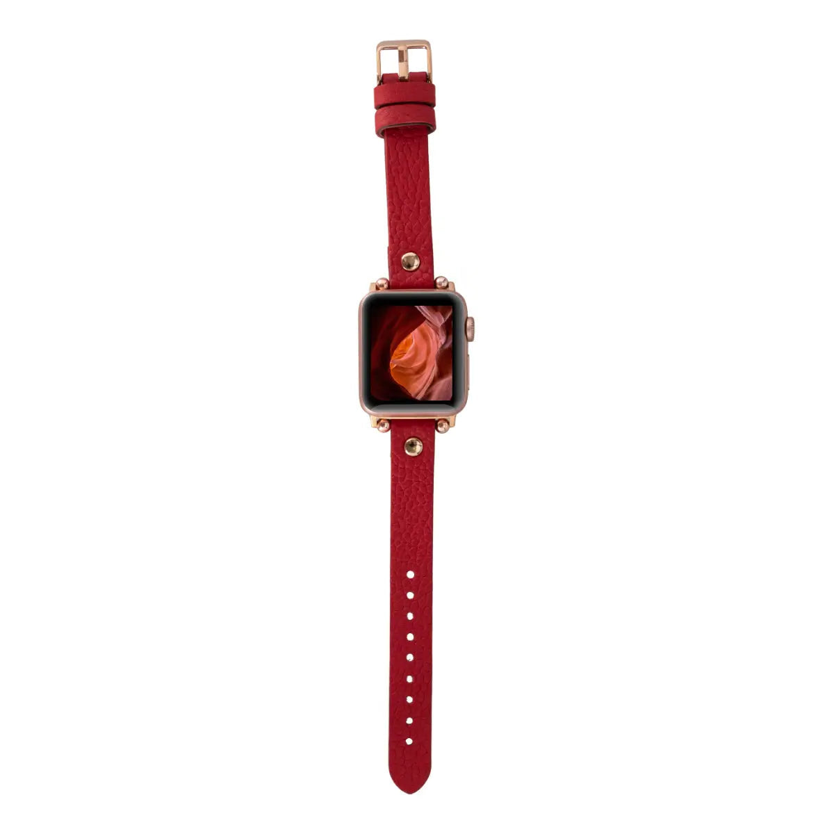 Red Leather Ultra Slim Apple Watch Band