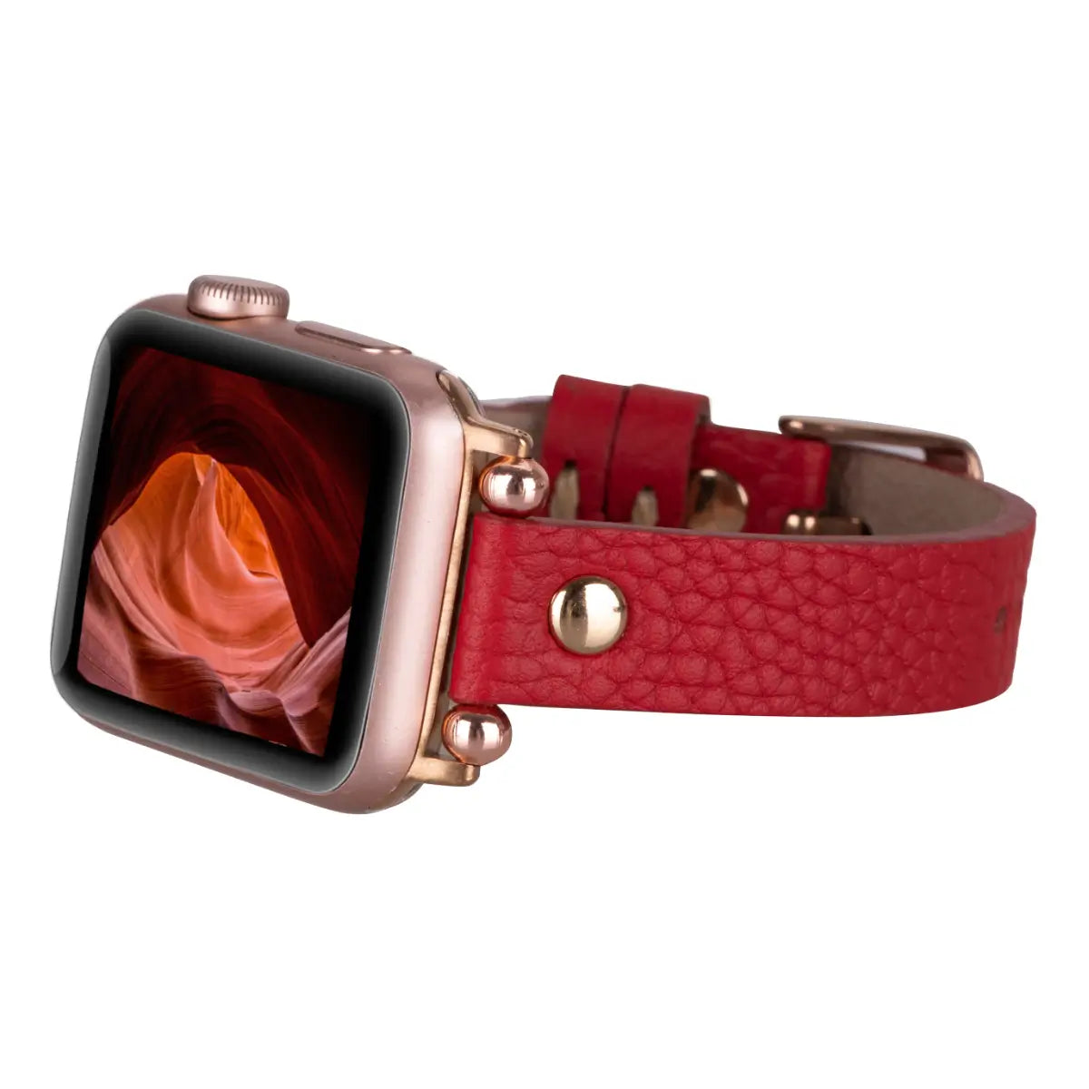 NEW Red/Gold Luxury Leather Apple Watch band Amazon.com: POWER PRIMACY Leather Bands Compatible with  main image 4