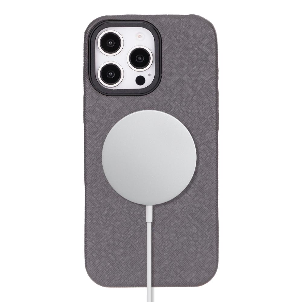 Rivo iPhone 16 Pro Max Leather Case, Textured Gray