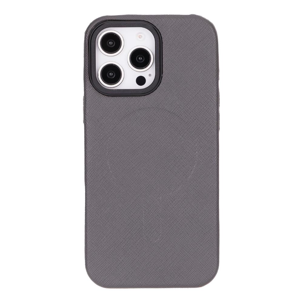 Rivo iPhone 16 Pro Max Leather Case, Textured Gray