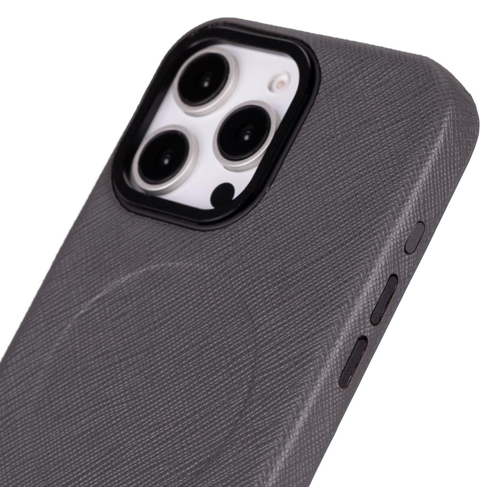 Rivo iPhone 16 Pro Max Leather Case, Textured Gray
