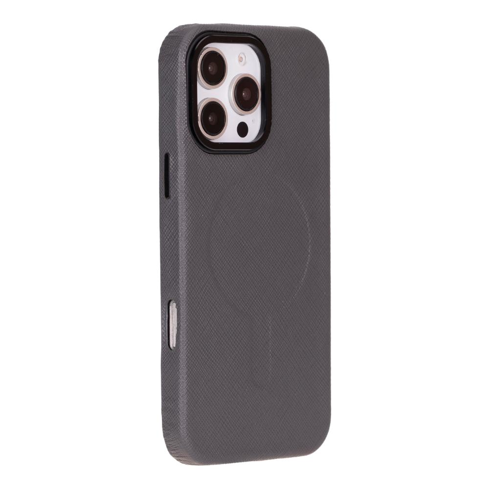 Rivo iPhone 16 Pro Max Leather Case, Textured Gray
