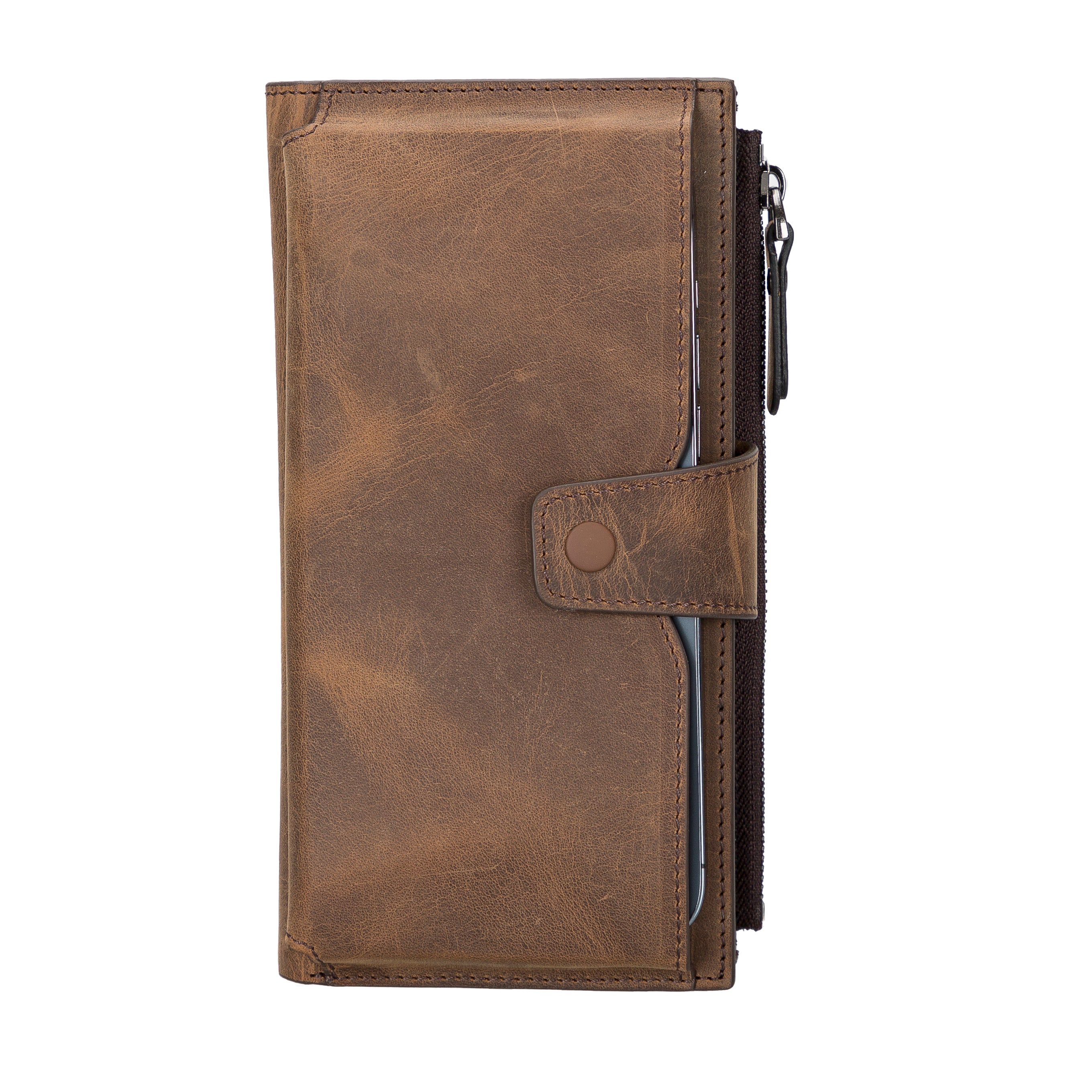 Women's Zipper Wallet-Distressed Brown (Lozan)