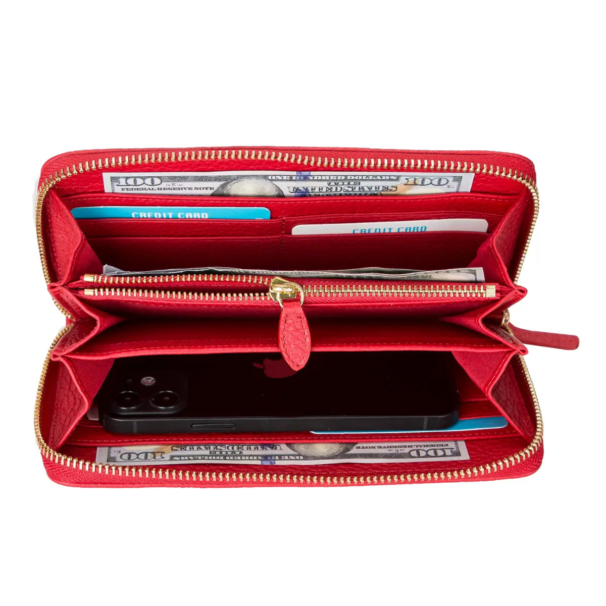 Red Leather Womens Wallet