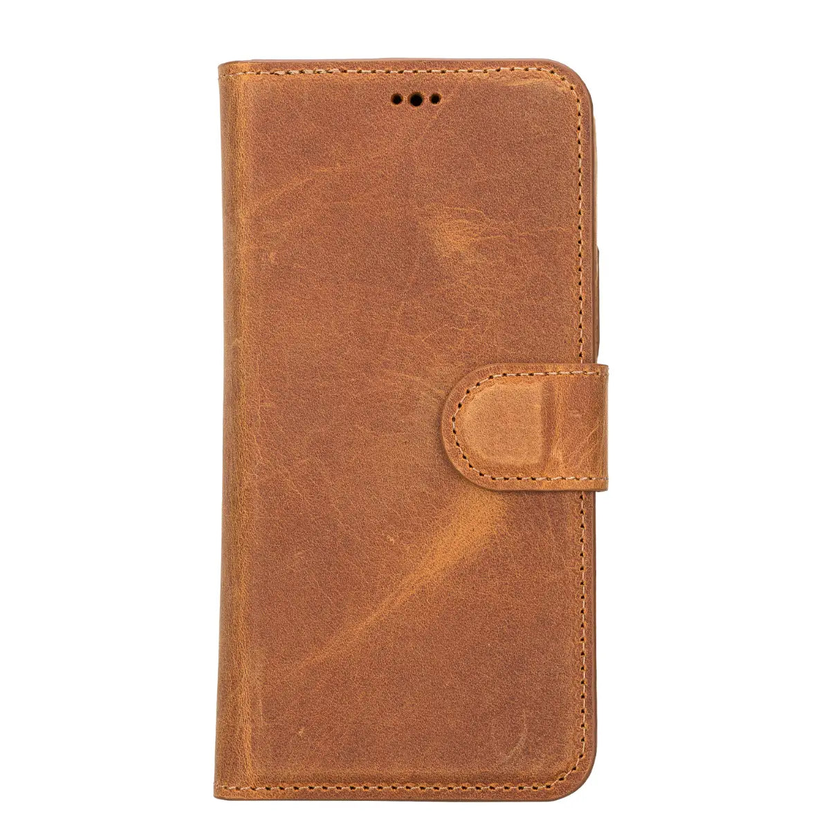 Camel Brown Leather Wallet Case for iPhone 14, Prestige