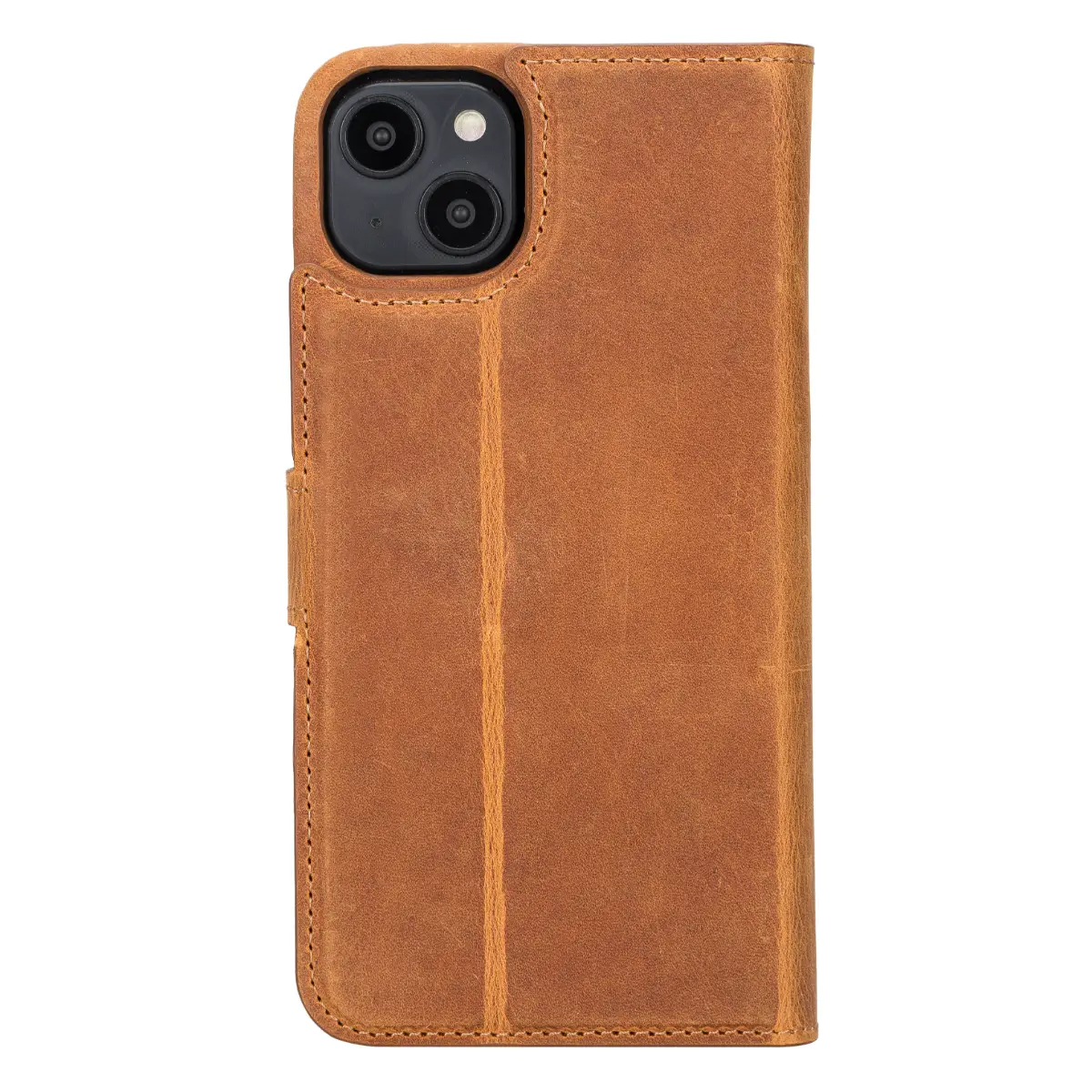 Camel Brown Leather Magnetic Wallet Case for iPhone 14 Plus, Prestige