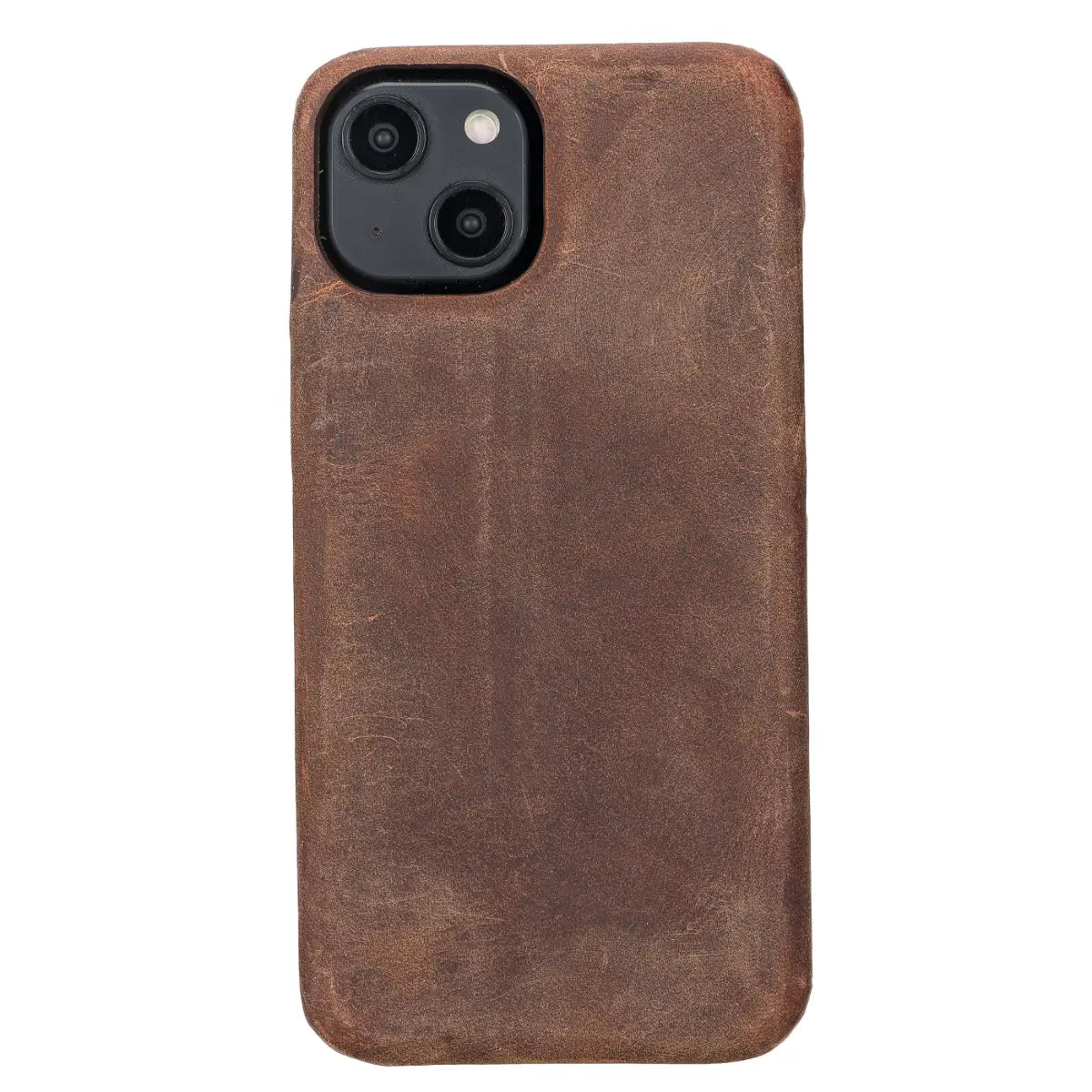 Distressed Brown Leather Magnetic Wallet Case for iPhone 14, Prestige