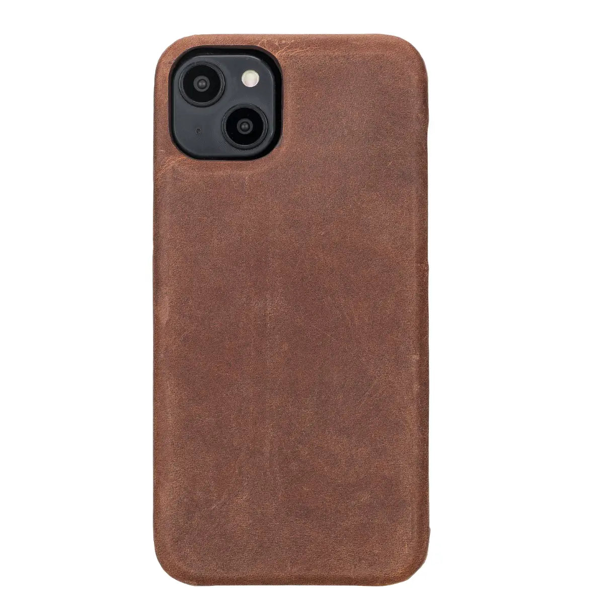 Distressed Brown Leather Magnetic Wallet Case for iPhone 14 Plus, Prestige