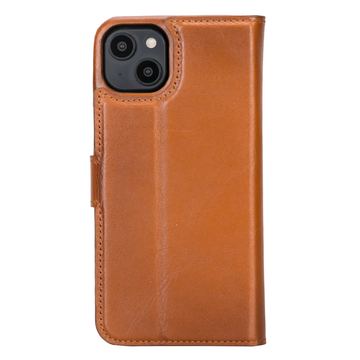 Burnished Tan Leather Magnetic Wallet Case for iPhone 14 Plus, Prestige