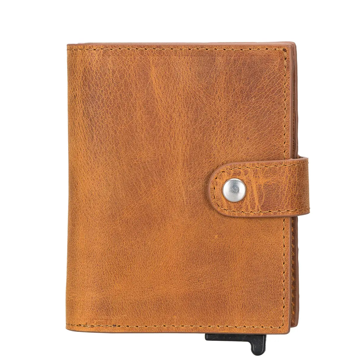 Palermo Leather Mechanical Card Holder-Camel Brown