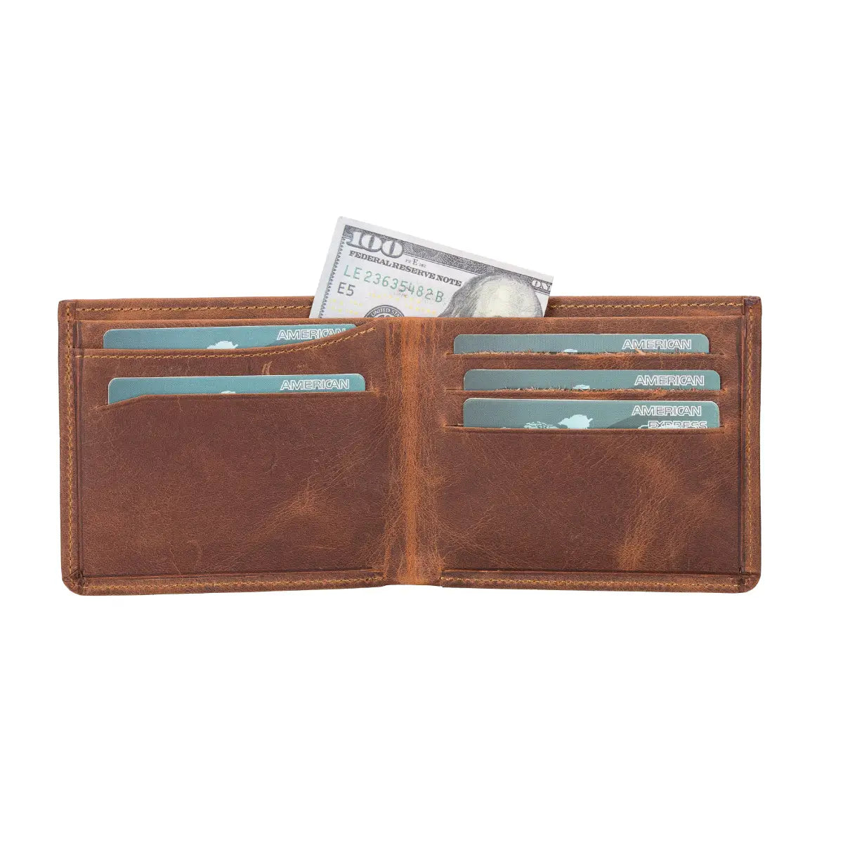 Toros Bifold Leather Wallet-Distressed Brown
