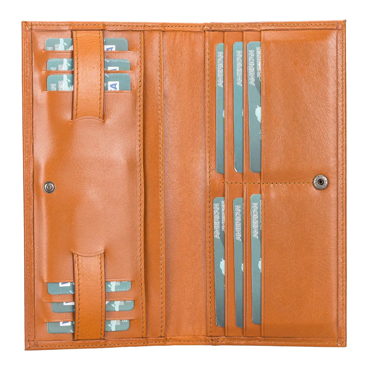 Unisex Leather Organizer Wallet-Burnished Tan