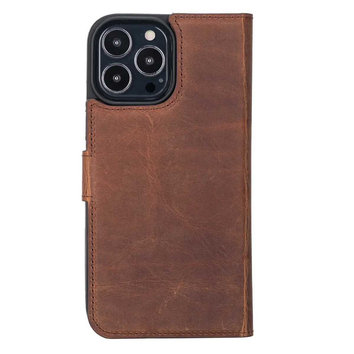 Distressed Brown Leather Wallet Case for iPhone 13 Pro Max
