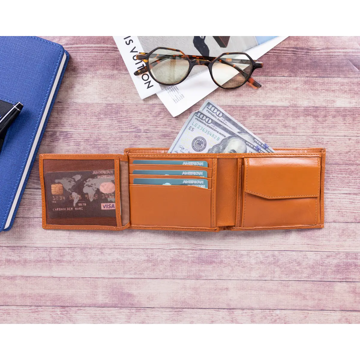 Ranger Trifold Leather Wallet-Burnished Tan