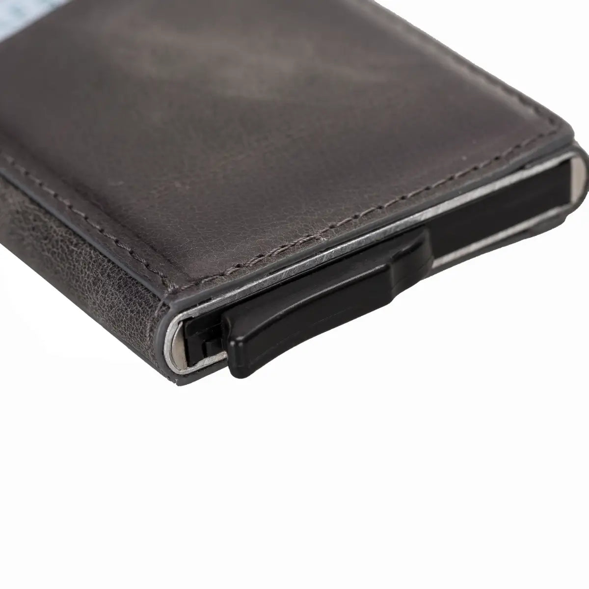 Burnished Gray Leather Minimalist Card Holder