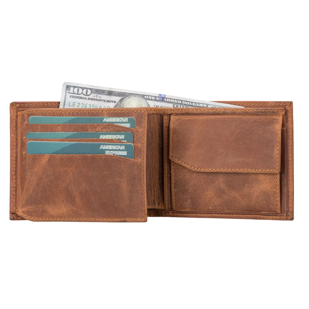 Ranger Trifold Leather Wallet-Distressed Brown