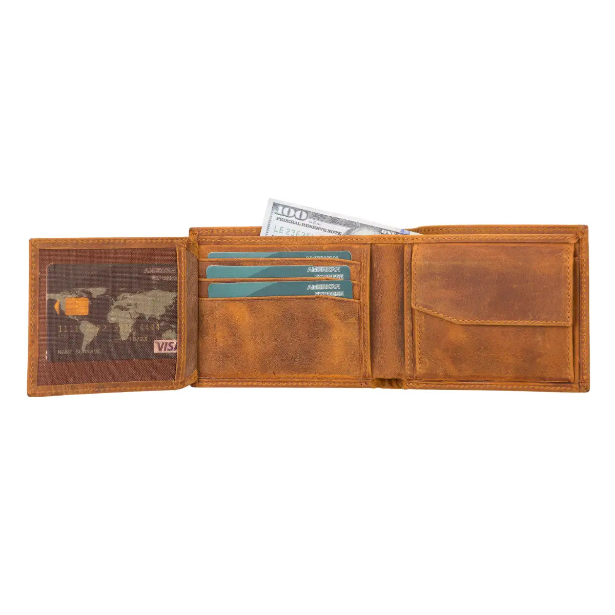 Ranger Trifold Leather Wallet-Camel Brown