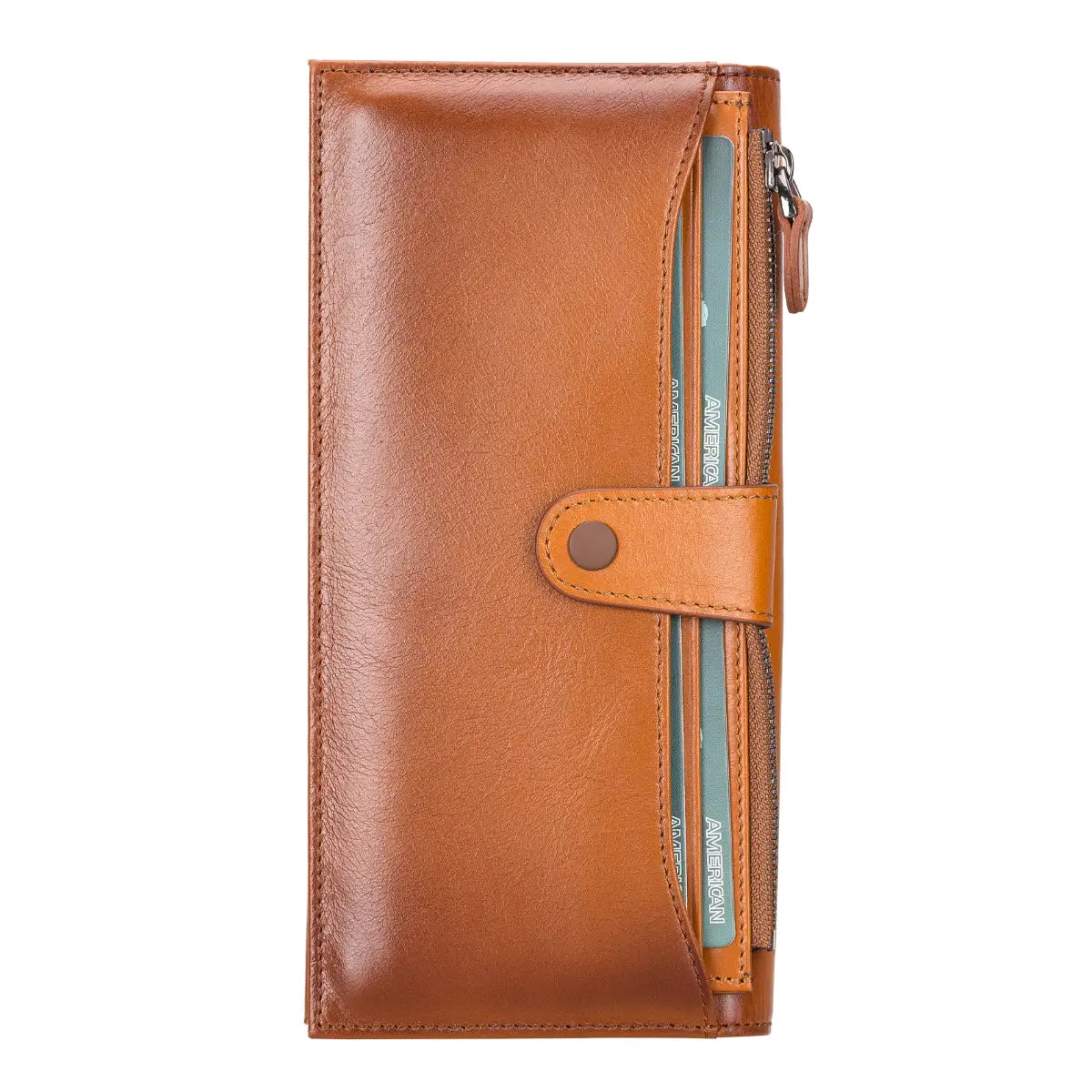 Unisex Leather Organizer Wallet-Burnished Tan