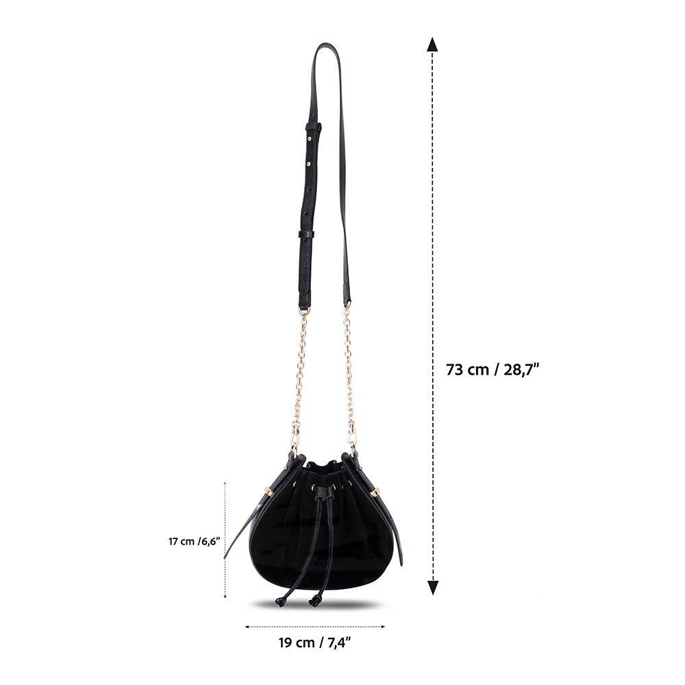 Valentina Women's Suede Leather Bag - Black