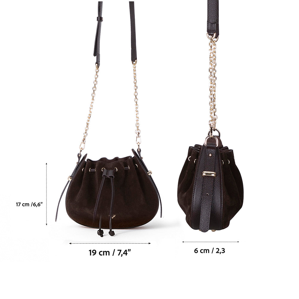 Valentina Women's Suede Leather Bag - Brown